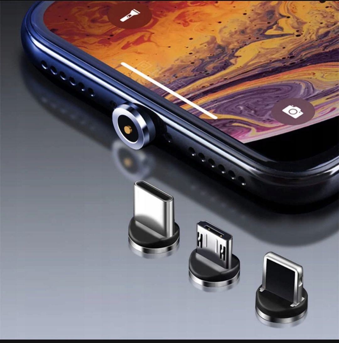 Kabel magnetyczny 3w1 DO IPHONE MICRO USB TYP-C 1m