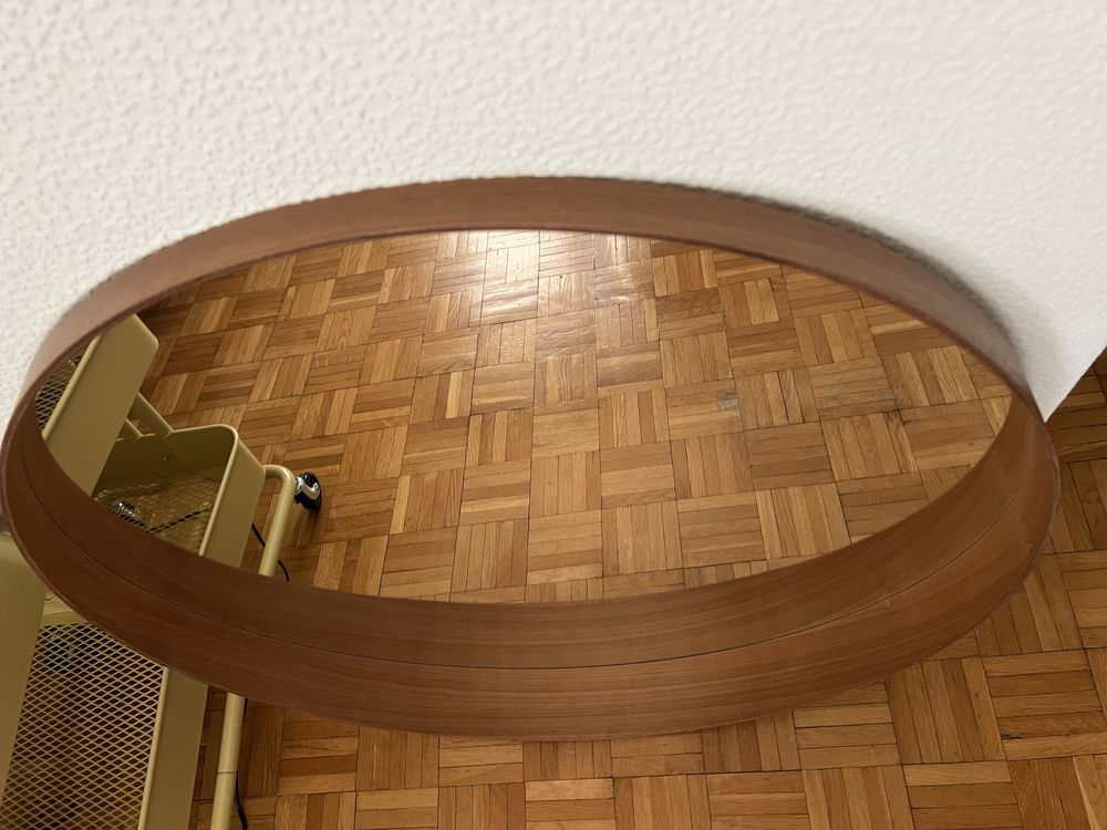Duże okrągłe lustro ikea stockholm 80cm okleina fornir drewniane
