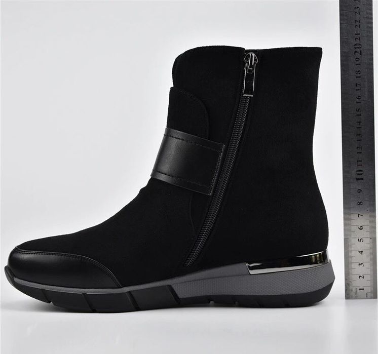 Wysokogatunkowe Buty Botki Damskie Rozm. 37 Klamra Zamsz Skóra Natural