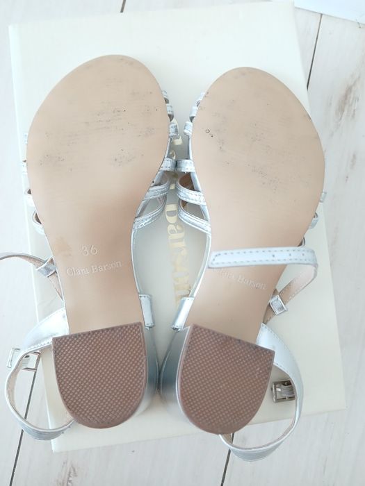 Buty srebrne na obcasie słupku sandały wesele półmetek bal studniówka