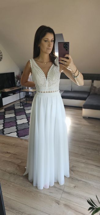 Suknia ślubna w stylu boho - top plus spódnica