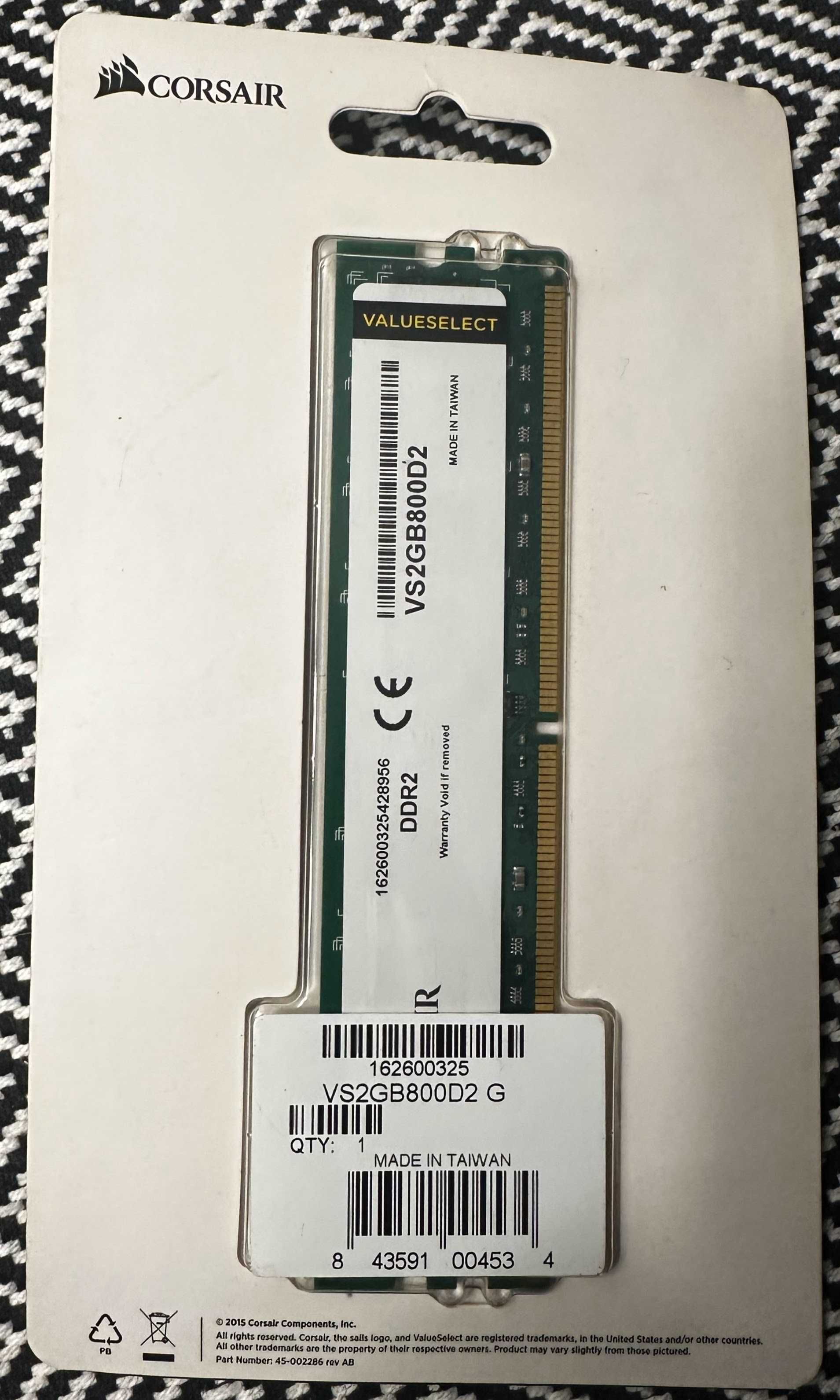 Memória Corsair 2GB DDR2 800mhz - VS2GB800D2 - NOVA