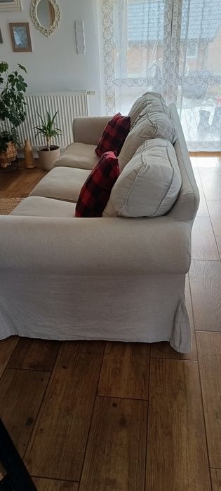 Kanapa sofa 3 osobowa Ikea Ektorp kremowa grube poduchy
