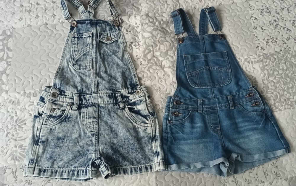 2x ogrodniczki rozm. 122/ 128