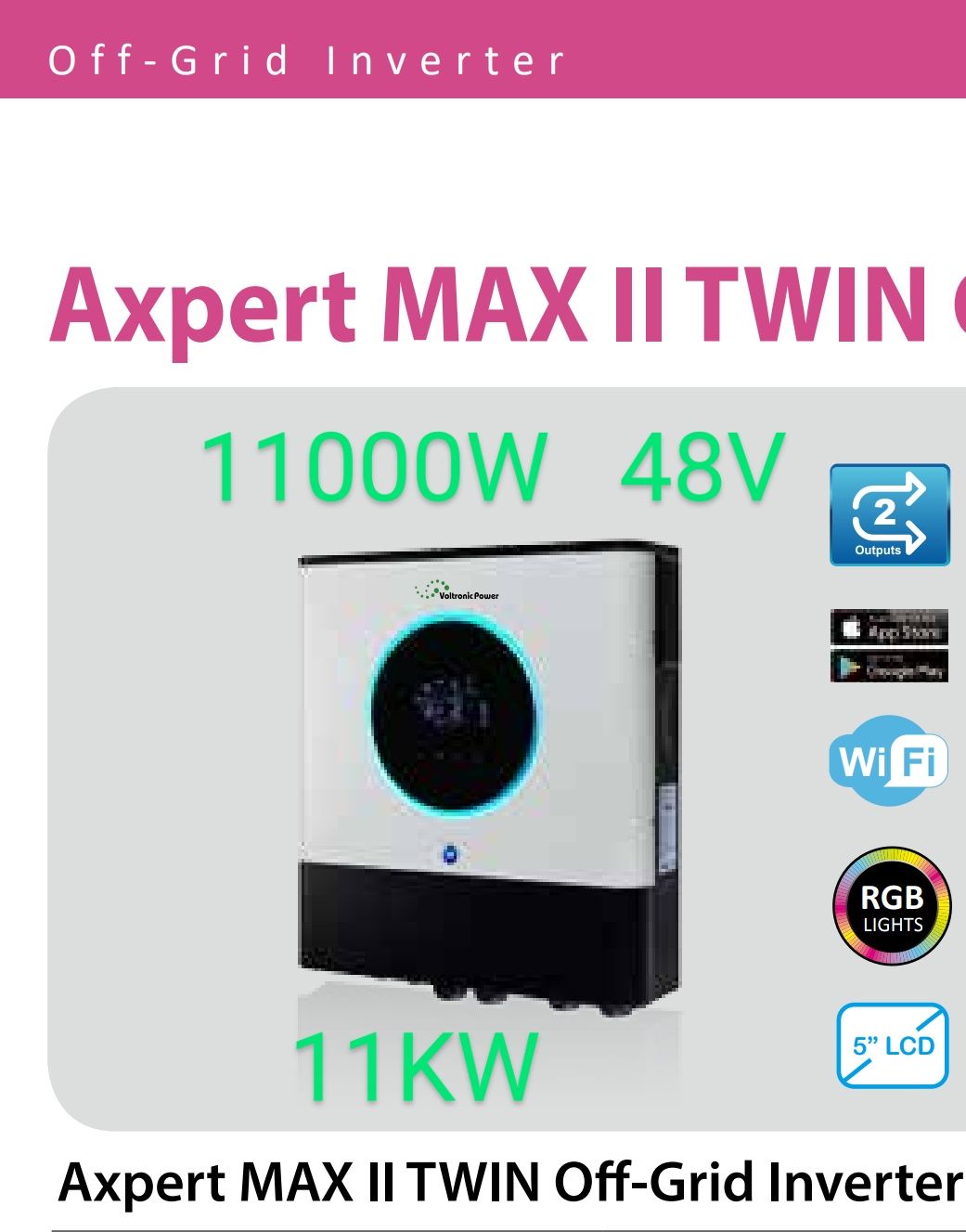 Inversor Híbrido 11000W 48V controlador MPPT solar MAX TWIN voltronic