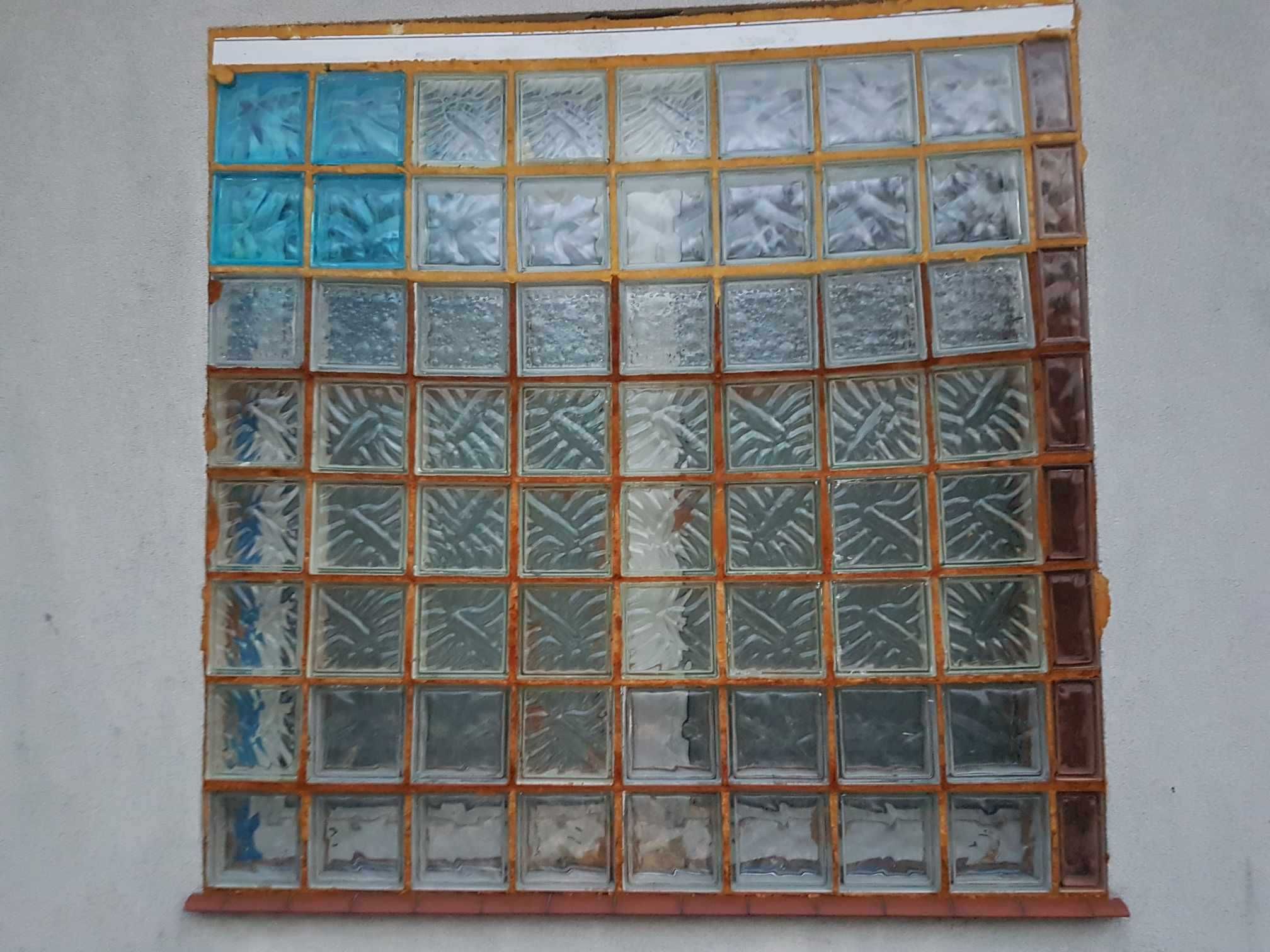 Luksfer, pustak szklany bezbarwny 19x19cm łososiowy 19x9x8 używane
