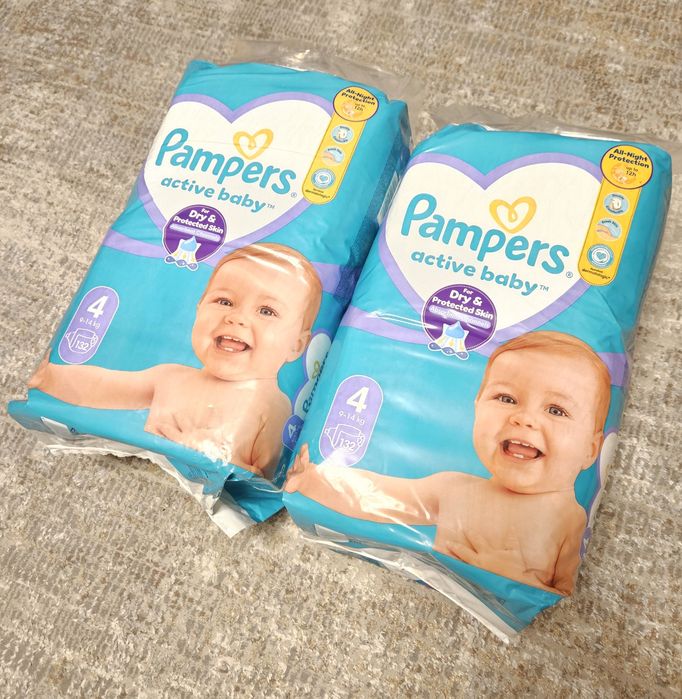 Pampers Active Baby 4 mega pack, 132 x2, 264, nowe, fabrycznie zapakow