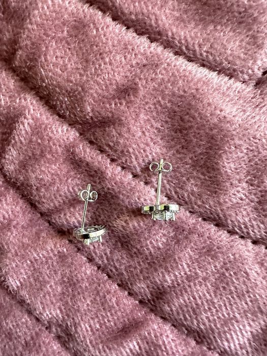 Nowe kolczyki srebro 925 serce serduszko cyrkonie sztyfty wkręty