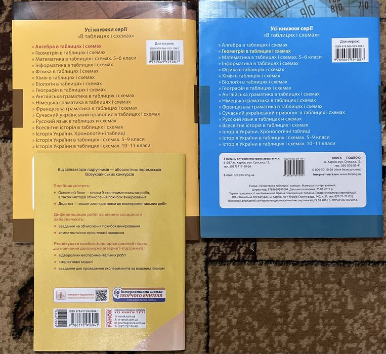 Алгебра/геометрія в таблицях і схемах, зошит для л/р з фізики