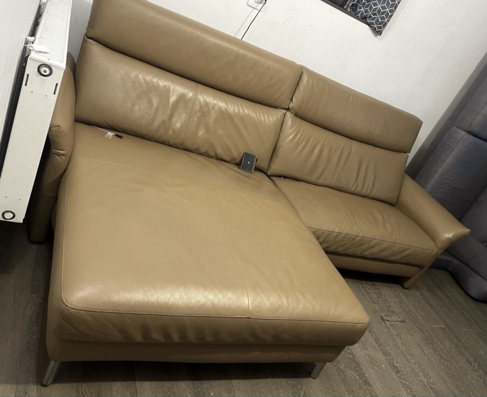Narożnik ROM skóra naturalna tofi sofa kanapa premium elektryk DOSTAWA