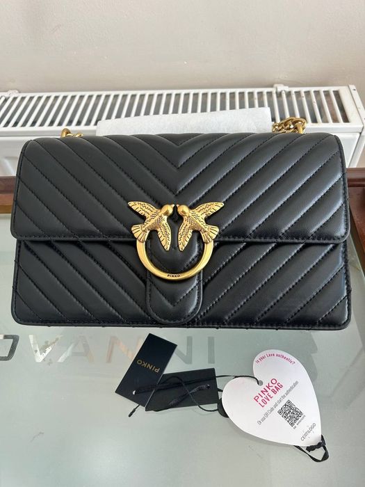 NOWA! Torebka pinko Love Chevron 27cm-Skan NFC -cały zestaw z metkami!