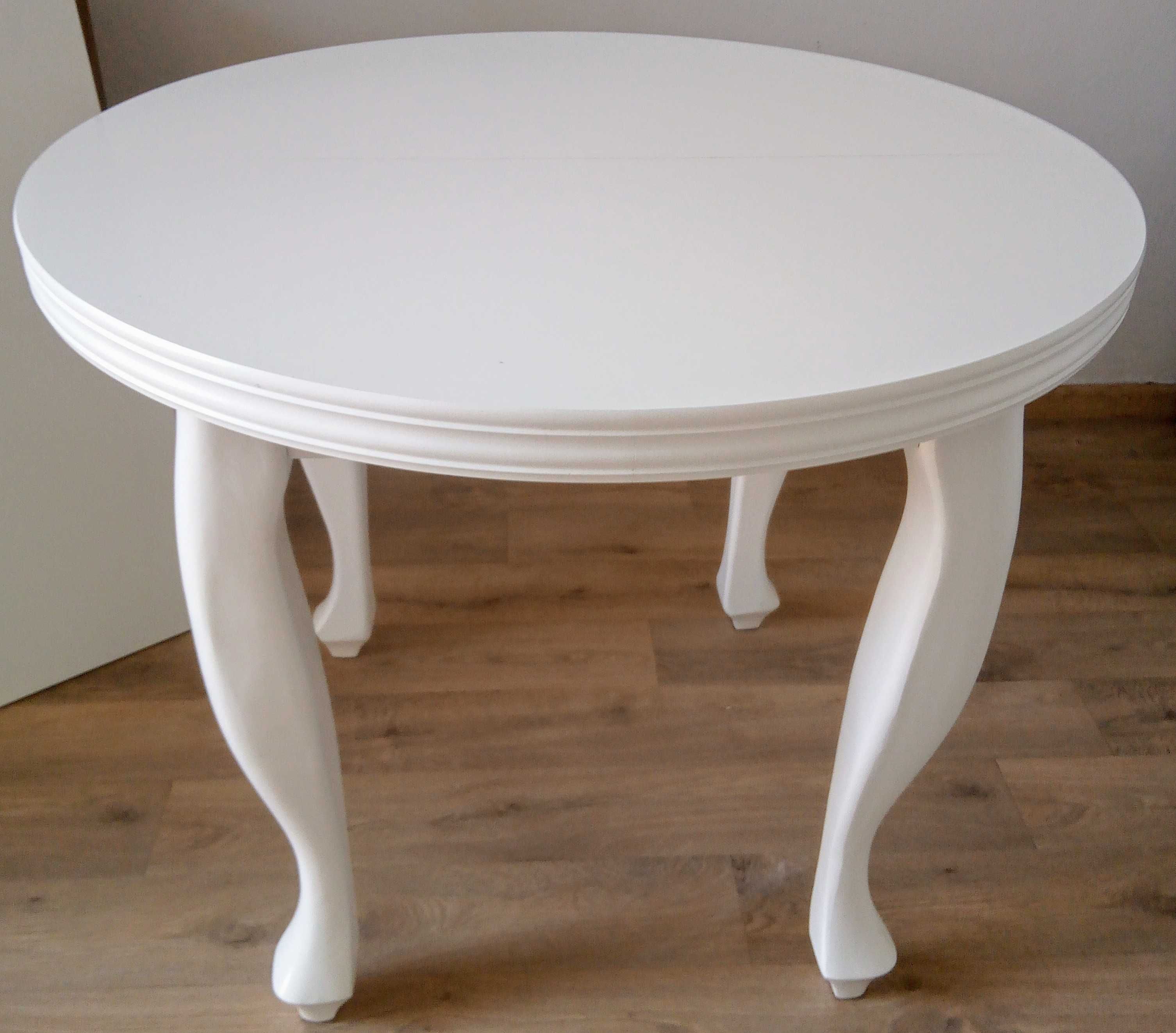Stół okragly bialy 90 cm  rozsuwany o 40 cm, styl nowoczesny Ludwik