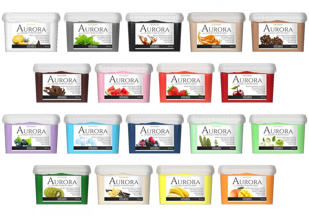 Puder do kąpieli 800g z masłem SHEA kolorowa woda musujący zapachowy