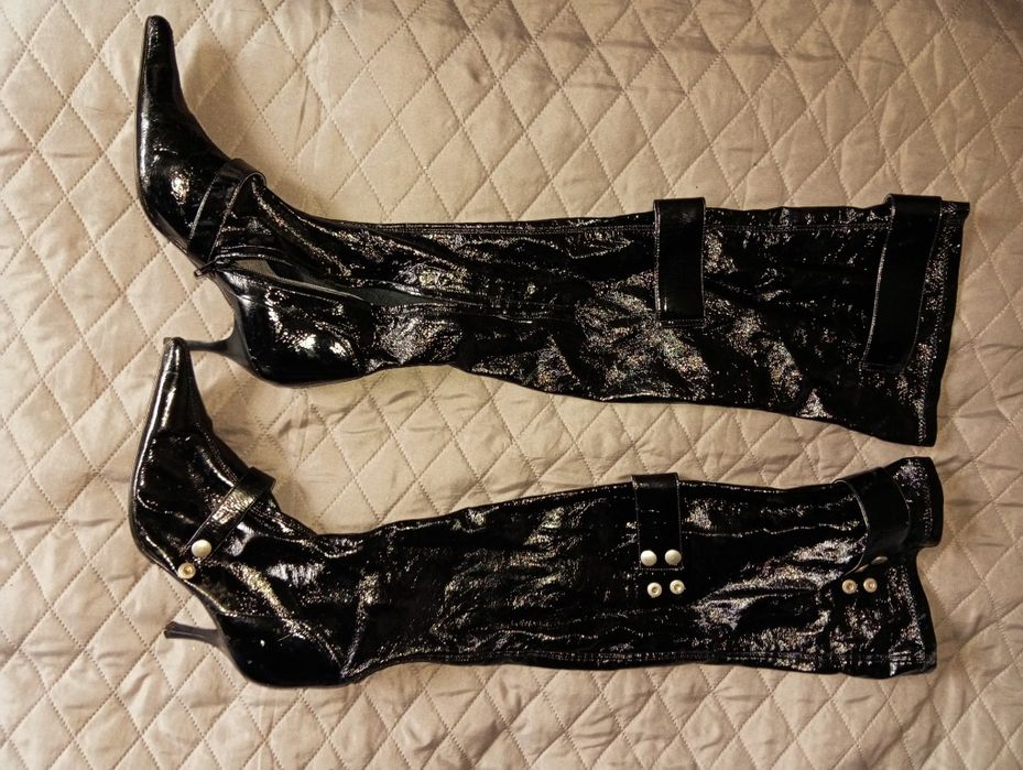 Сароги на молнии, каблук, глянец, 26 см стелька