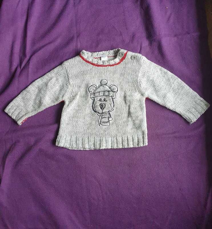 Ciepły sweterek z misiem Baby Club rozmiar z metki 74