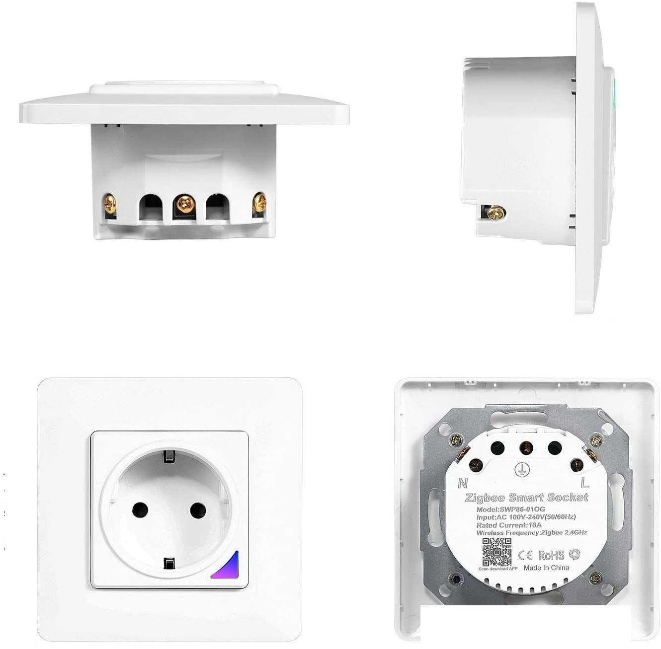 Tomada Inteligente de Embutir Wi-Fi/ Wireless/  Wifi Branco