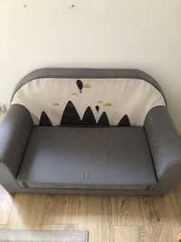 Kanapa sofa rozkładana dla dzieci piankowa szara łóżko poduszka pufa