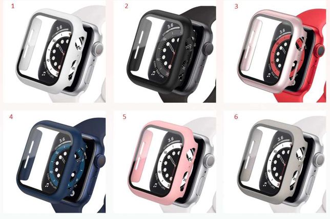Capa Protecção + Vidro Temperado Apple Watch 1 2 3 4 5 6 7 SE