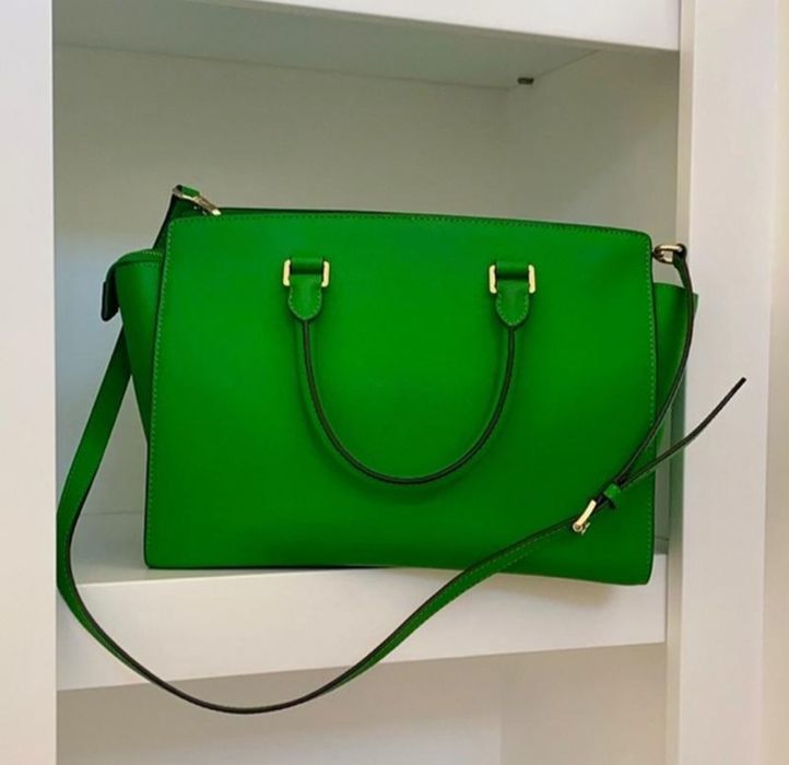 Сумка тоут michael kors selma large satchel зеленого кольору