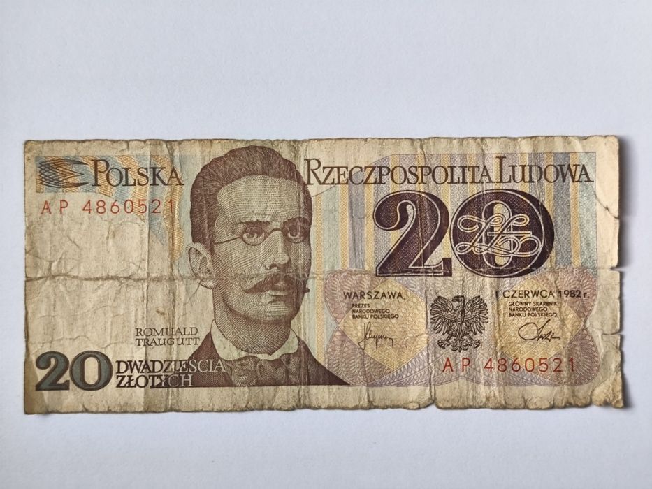 Banknot 20 złotych 1982 rok. Seria AP.