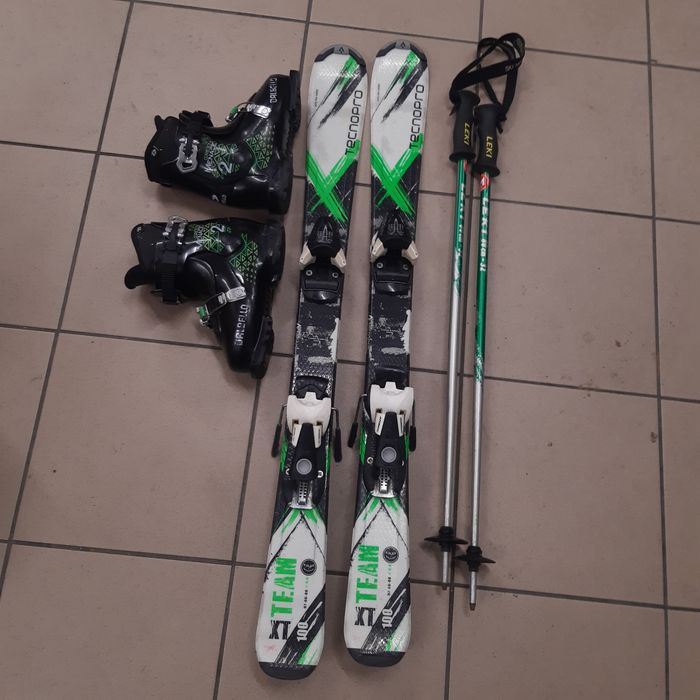 narty Tecno 100cm+buty 20.5cm+kije 80