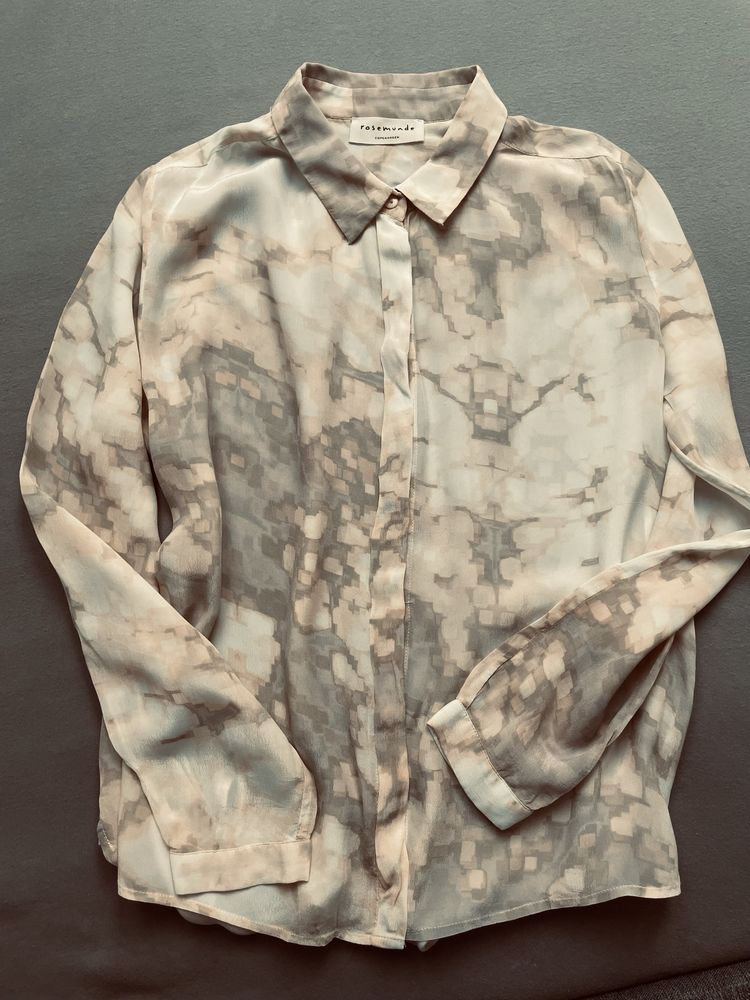 Pastelowa jedwabna koszula bluzka rosemunde r. S/M/L