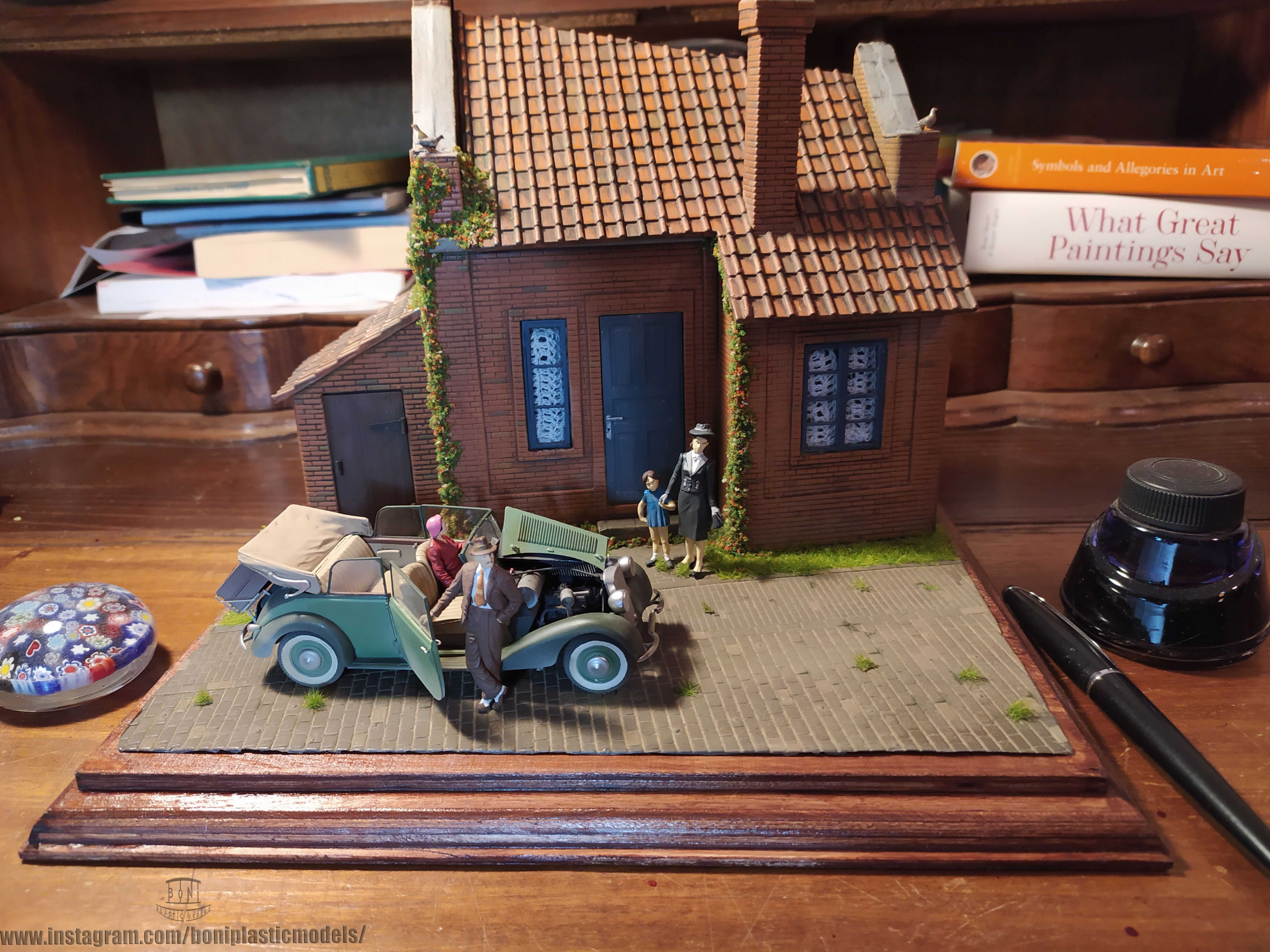 Diorama - vintage - Viatura da Madame - Mercedes Benz 170 V - 1:35