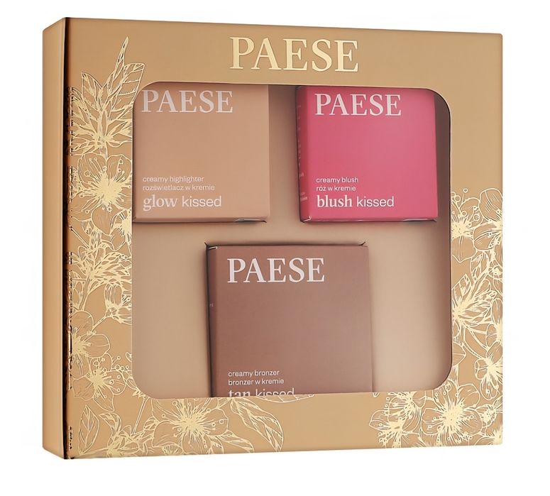 Puste pudełka po zestawie PAESE róż, rozświetlacz, bronzer