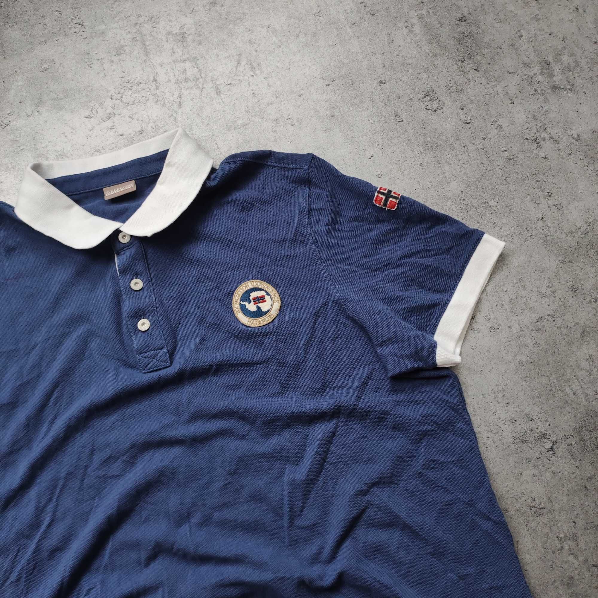 MĘSKA Koszulka Polo Elegancka PREMIUM Granatowa Haft Logo Napapijri