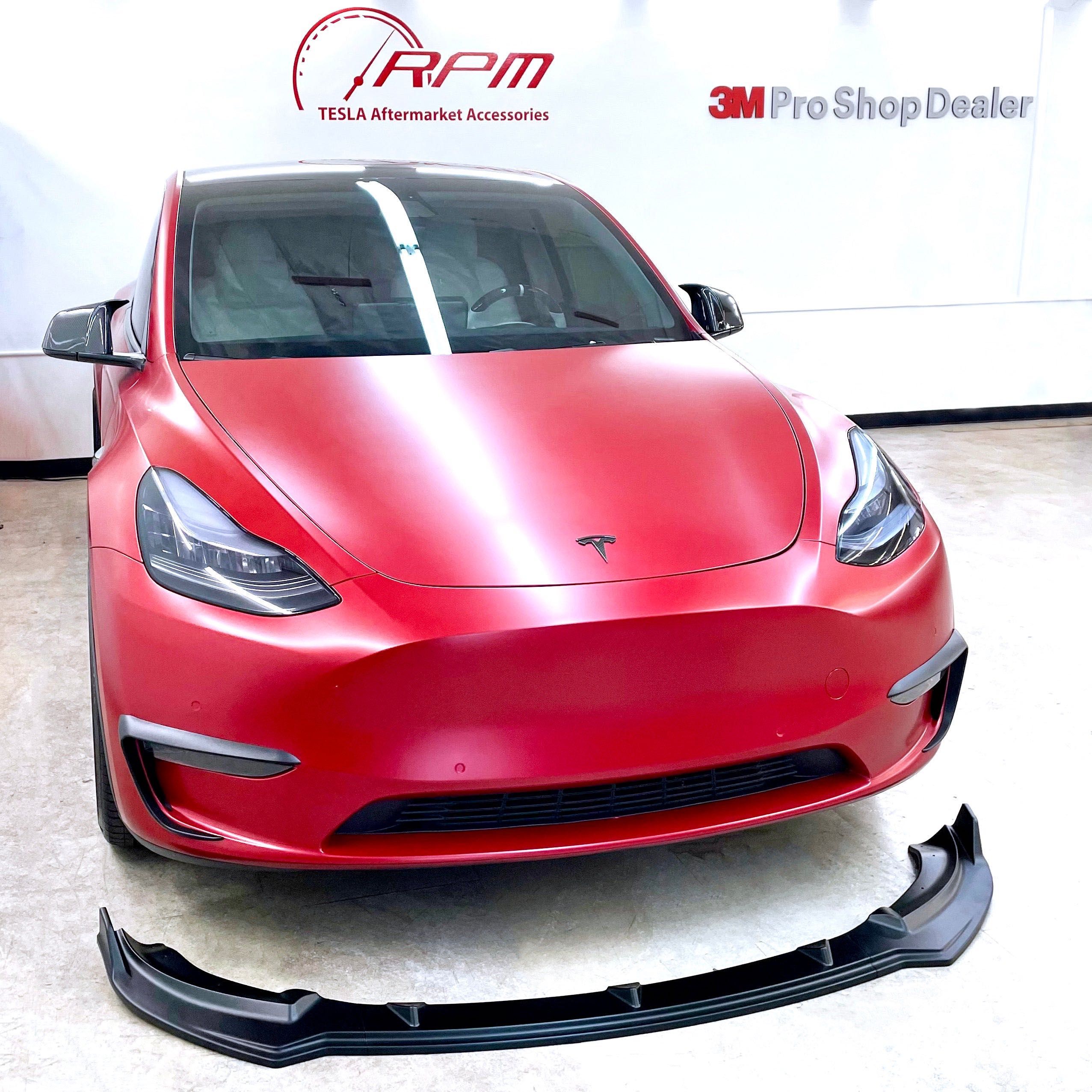 Губа на передний бампер сплитер на Tesla Model Y 3 накладка на бампер