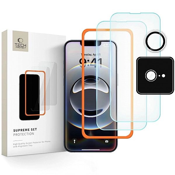 Szkło Hartowane Tech-Protect Supreme Set 3-Pack Iphone 16E Clear