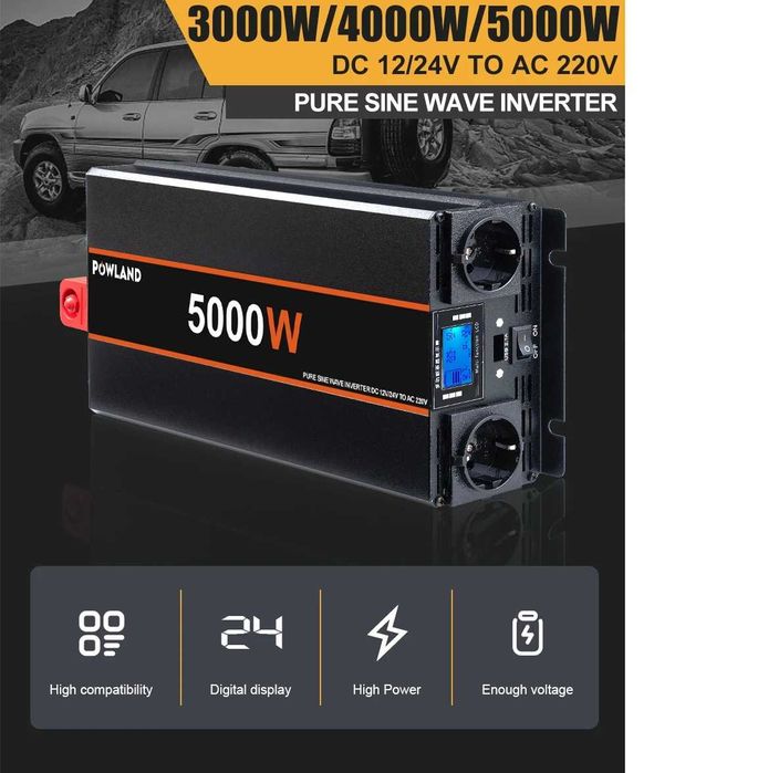 Inversor de corrente 5000w 24v onda pura USB