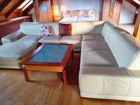 sofa kanapa rogowka ze skory kolor ecru 265x335x185