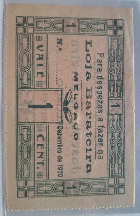 Nota/Cédula 1 centavo Melgaço