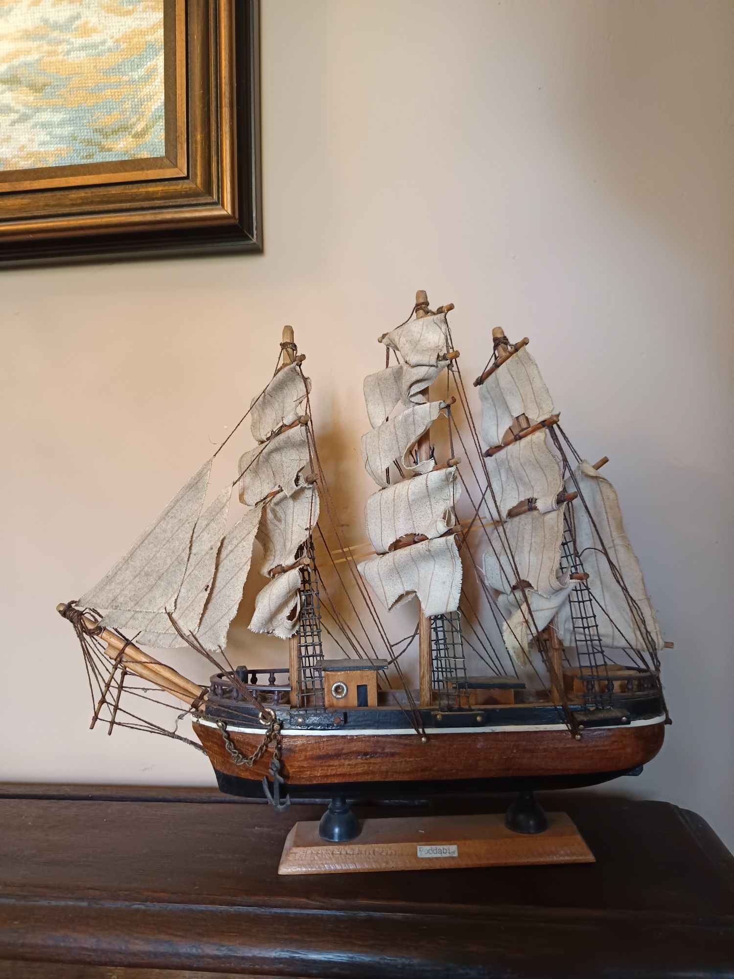 Drewniany model statku, 'Poddąbi', prl
