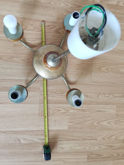 Lampa wisząca żyrandol PRL 4 punktowa bez kloszy