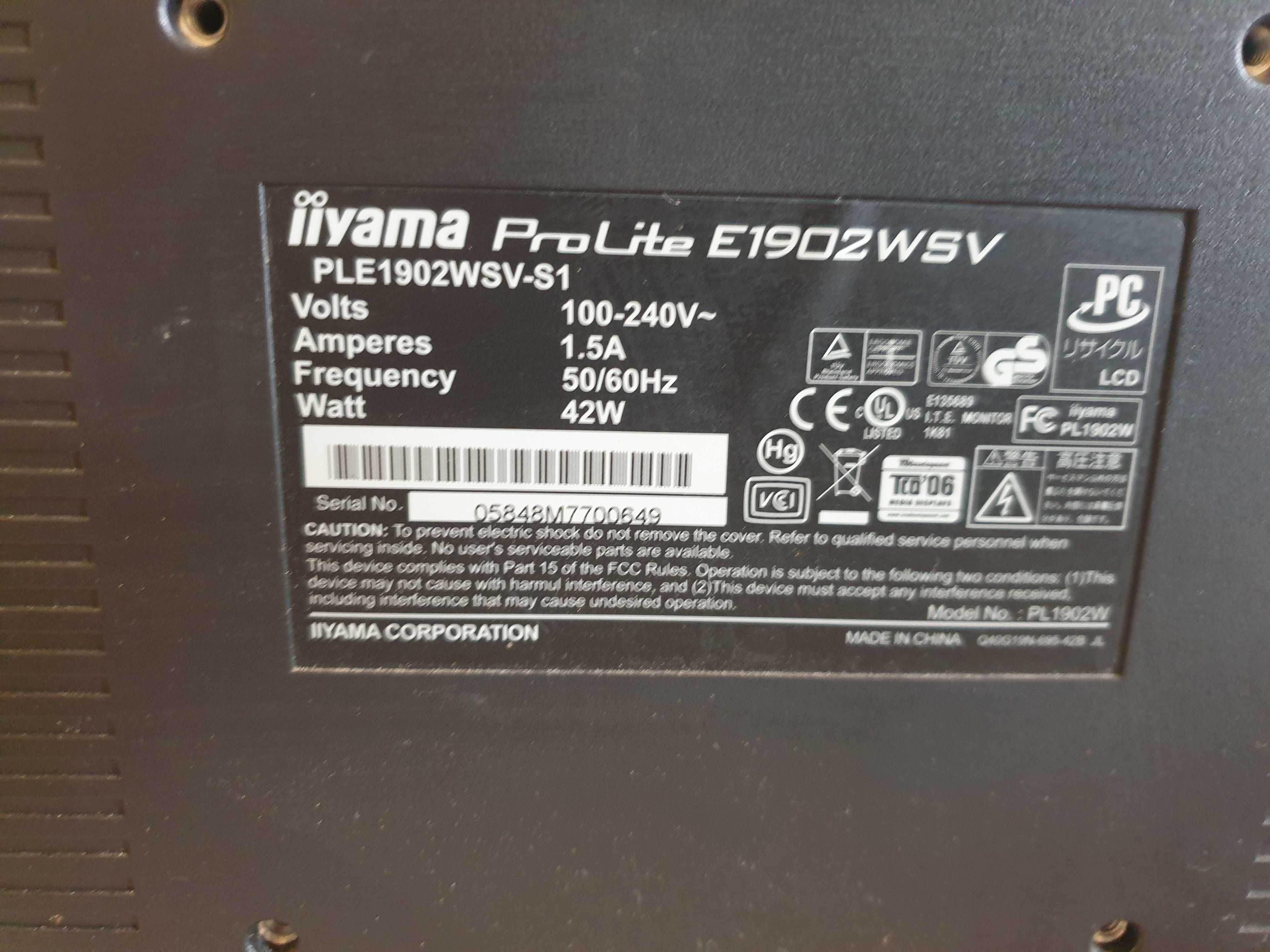 Monitor Iiyama ProLite E1902WSV 19 cali