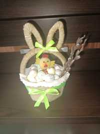 Koszyk wielkanocny kurczak dekoracja z uszami