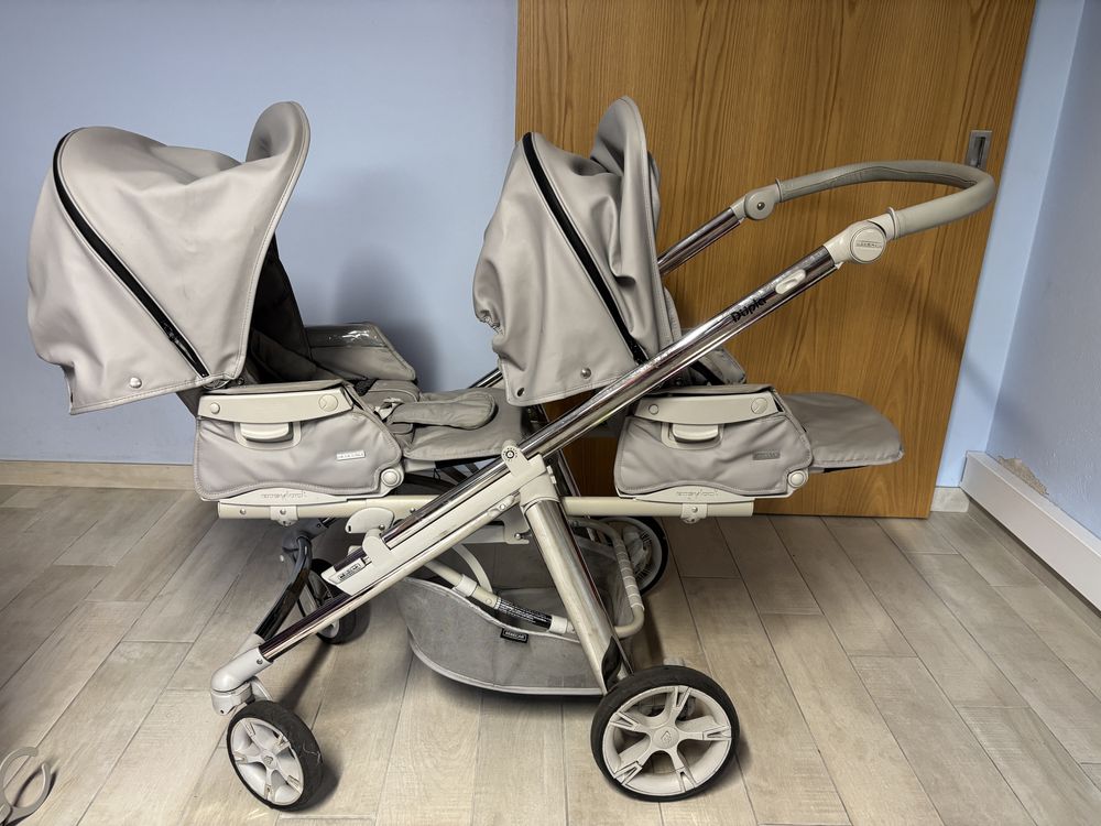 Carrinho duplo gemeos bebecar + ovo + bases isofix