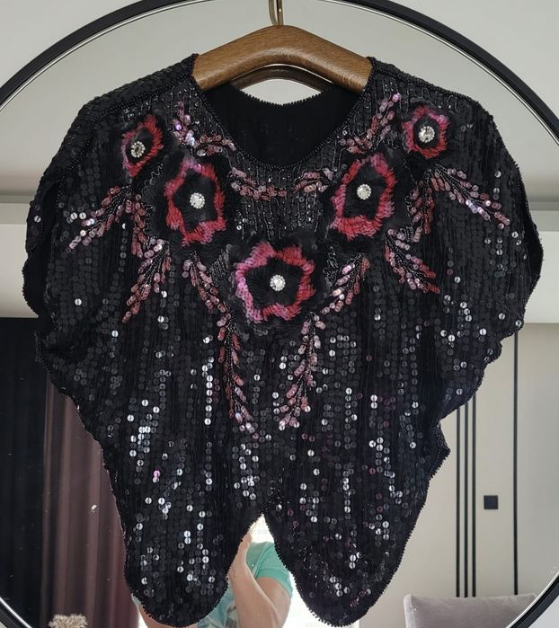 Bluzka top cekiny Sylwester bogato zdobiona S/M