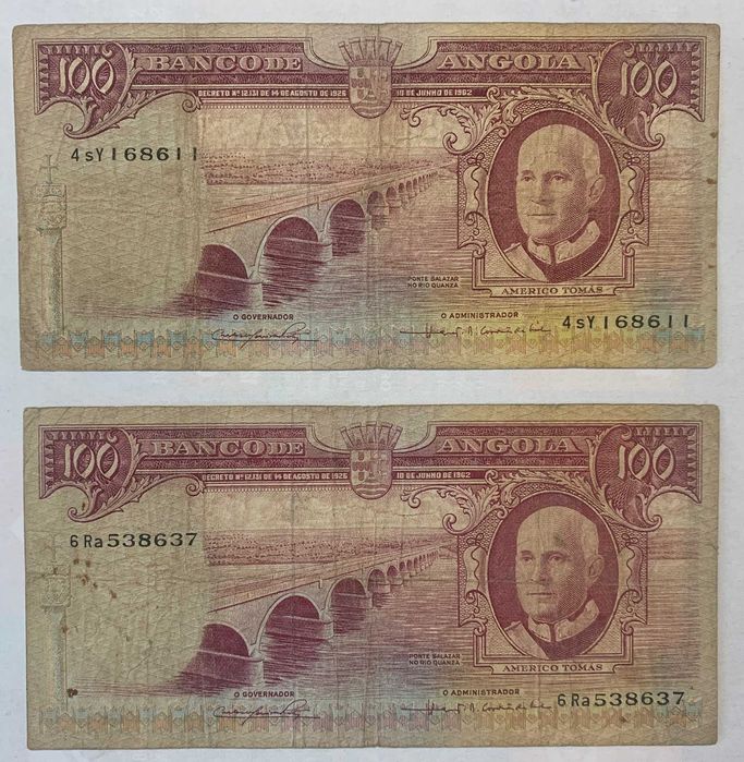 Nota Portugal Angola 100 Escudos 1962