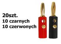 Wtyk bananowy skręcany pozłacany 20szt (10 zestawy)