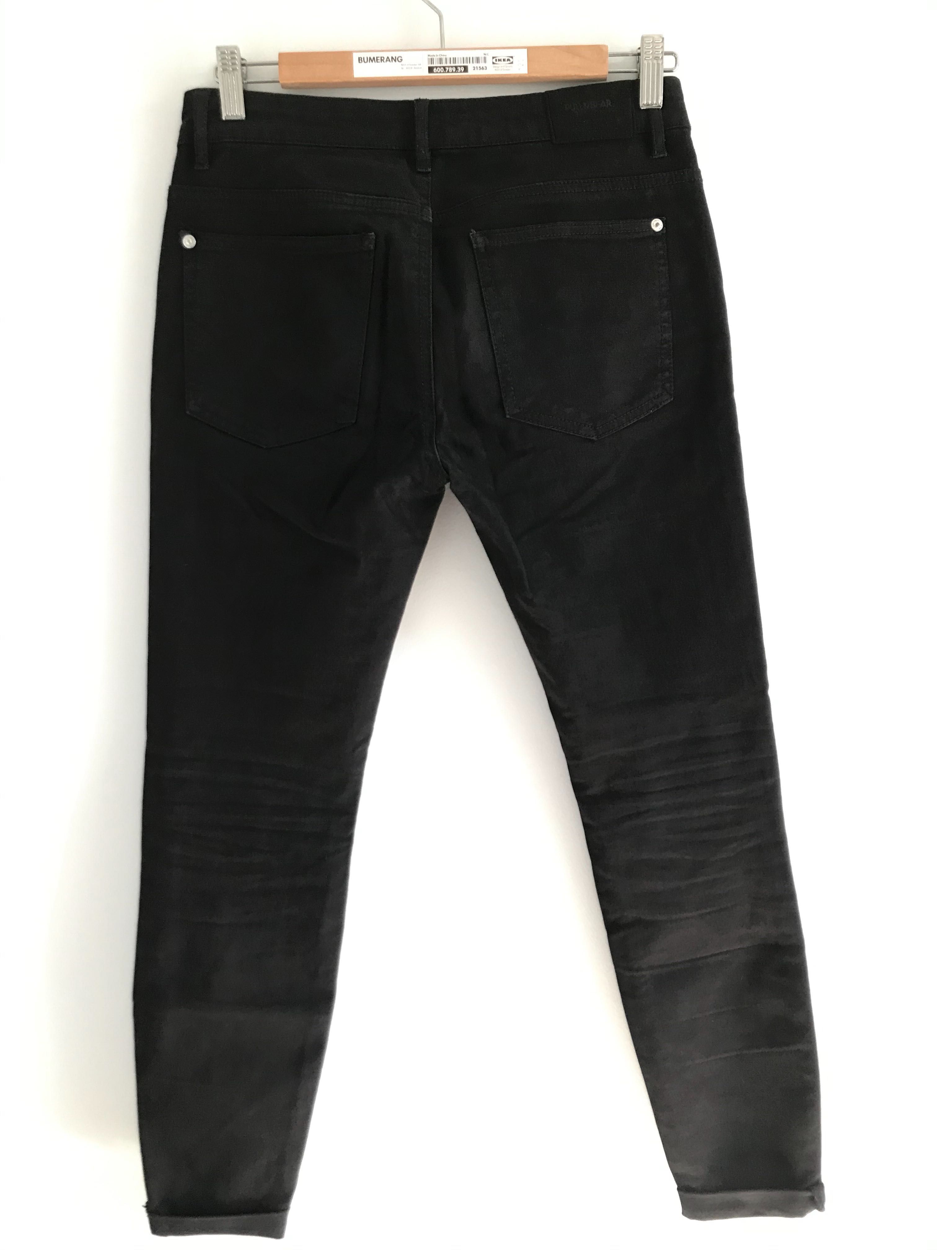 Czarne rurki jeansy z dziurami Pull&Bear 36