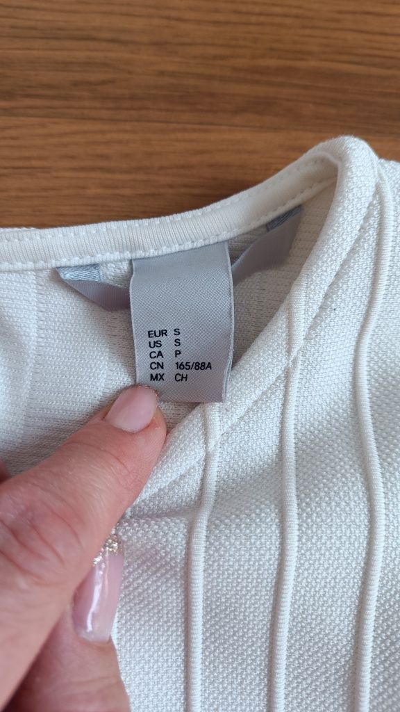 Bluzka H&M 36 S śmietankowa długi rękaw bufiasty