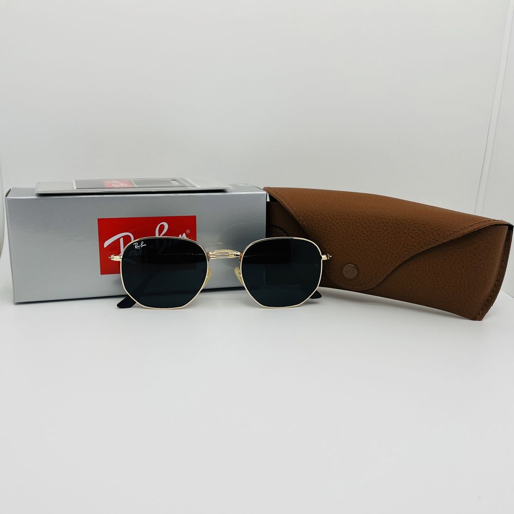 Солнцезащитные очки Ray Ban Hexagonal 3548 Gold-Black 56мм стекло