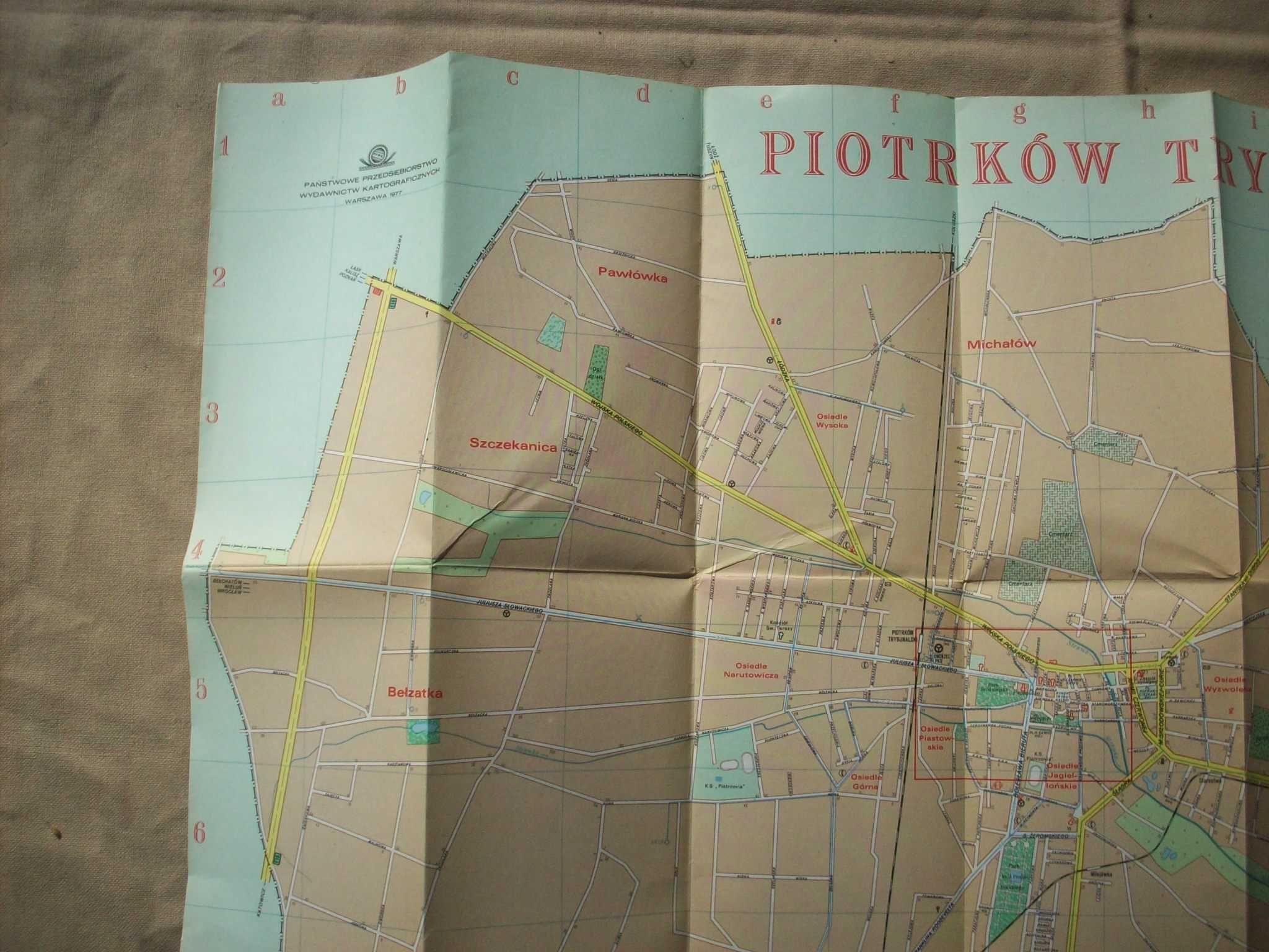 Plan miasta Piotrków Trybunalski, stary, 1977.