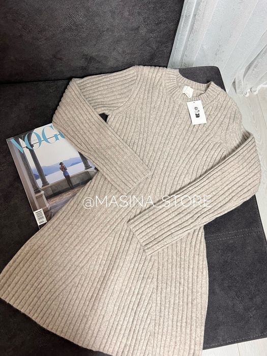 Нова сукня плаття бежева світла H&M S оригінал рубчик крупний