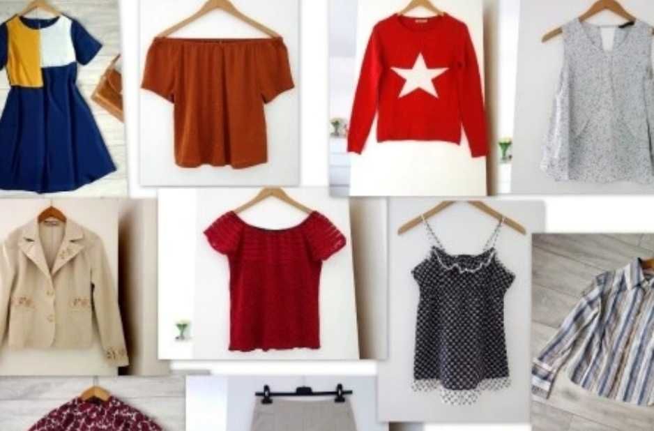 Zestaw  60szt ubrań damskich rozmiar XS, S, kurtka,swetry,torebki,buty