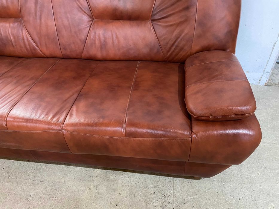 Шкіряний розкладний 3-місний диван з натуральноі шкіри