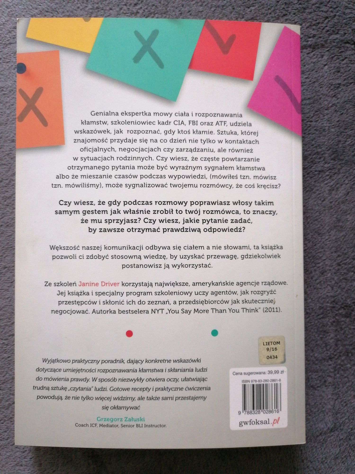 Książka "nie oszukasz mnie" Janine Driver z autografem